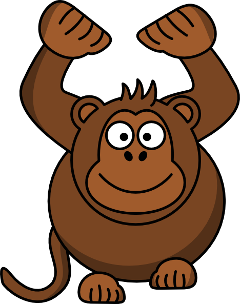 Monkey Hands Up Cartoon (468x593), Png Download