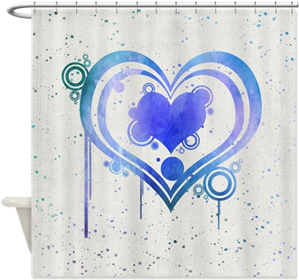 Abstract Watercolor Heart 1 Shower Curtain - Abstract Watercolor Heart 4 Shower Curtain (350x350), Png Download