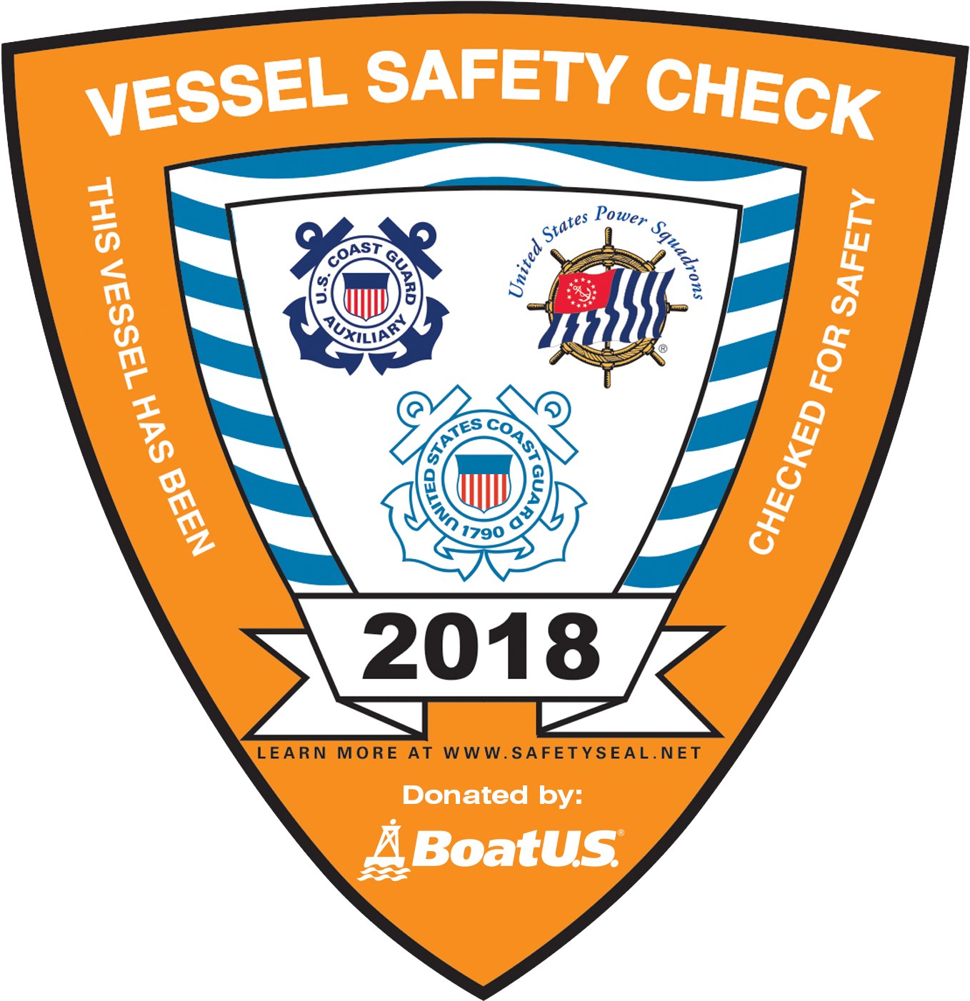 2018 Vessel Safety Check Decal The Mission Of The Coast - Vessel Safety Check 2018 (1369x1420), Png Download