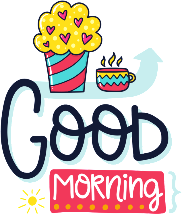 Hand Drawn Good Morning Cartoon Card Vector - Good Night Throw Pillow Ziya Blue (1024x1024), Png Download