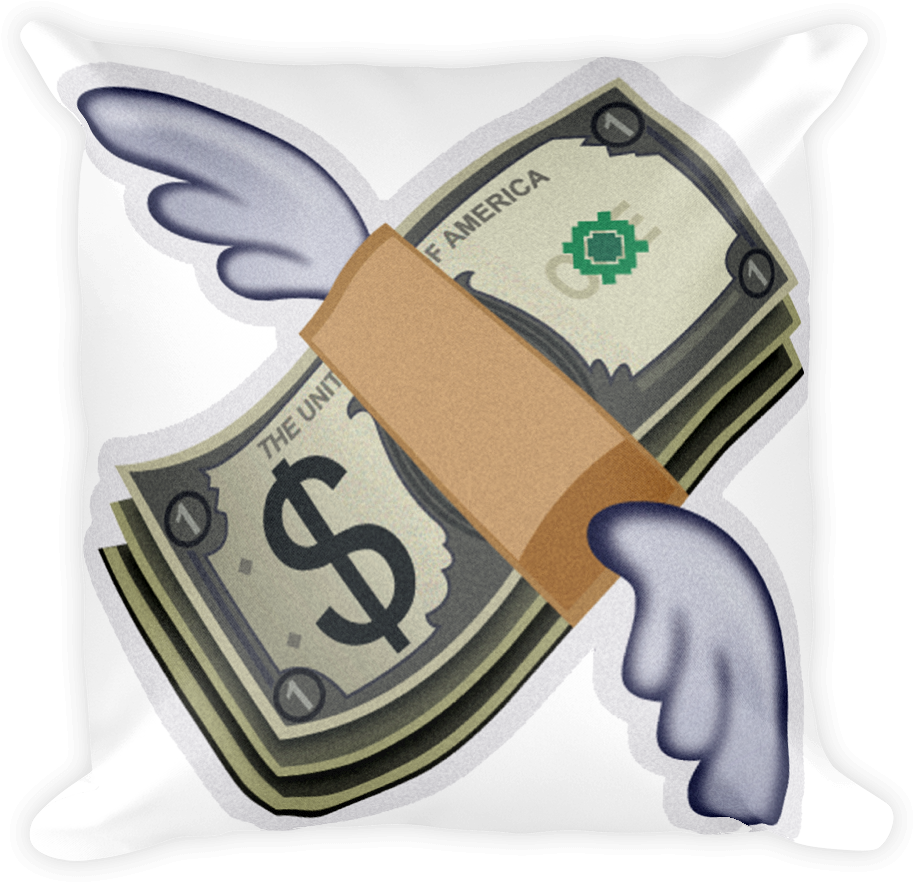 Emoji Pillow Money With Wings Just Emoji Png Emoji - Dinero Emoji (1000x1000), Png Download