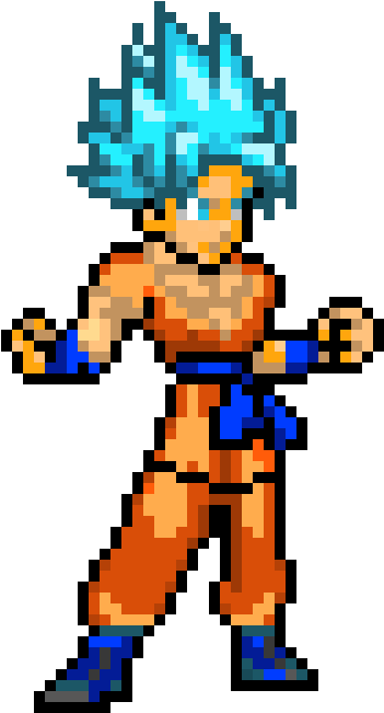 Super Saiyan God Super Saiyan Goku - Pixel Blue Kaioken Goku (490x750), Png Download