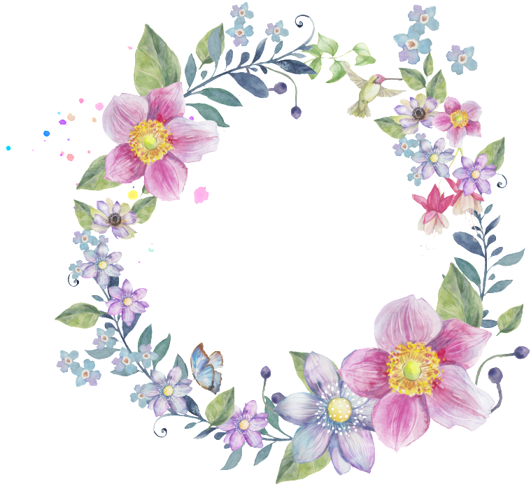Romantic Warm Light Purple Flowers Hand Painted Garland - John 14 8 (1024x949), Png Download