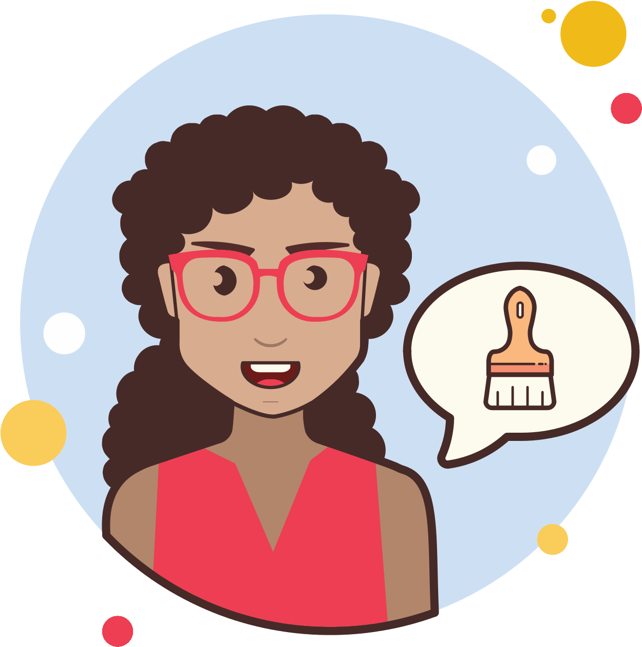 Long Curly Hair Girl Paint Brush Icon - Curly Hair Dúvida Icon Png (1600x1600), Png Download