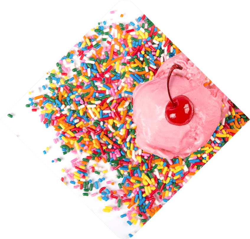 A Scoop Of Bright Pink Ice Cream Melts Into Candy Sprinkles - Ice Cream Sprinkles Png (847x811), Png Download