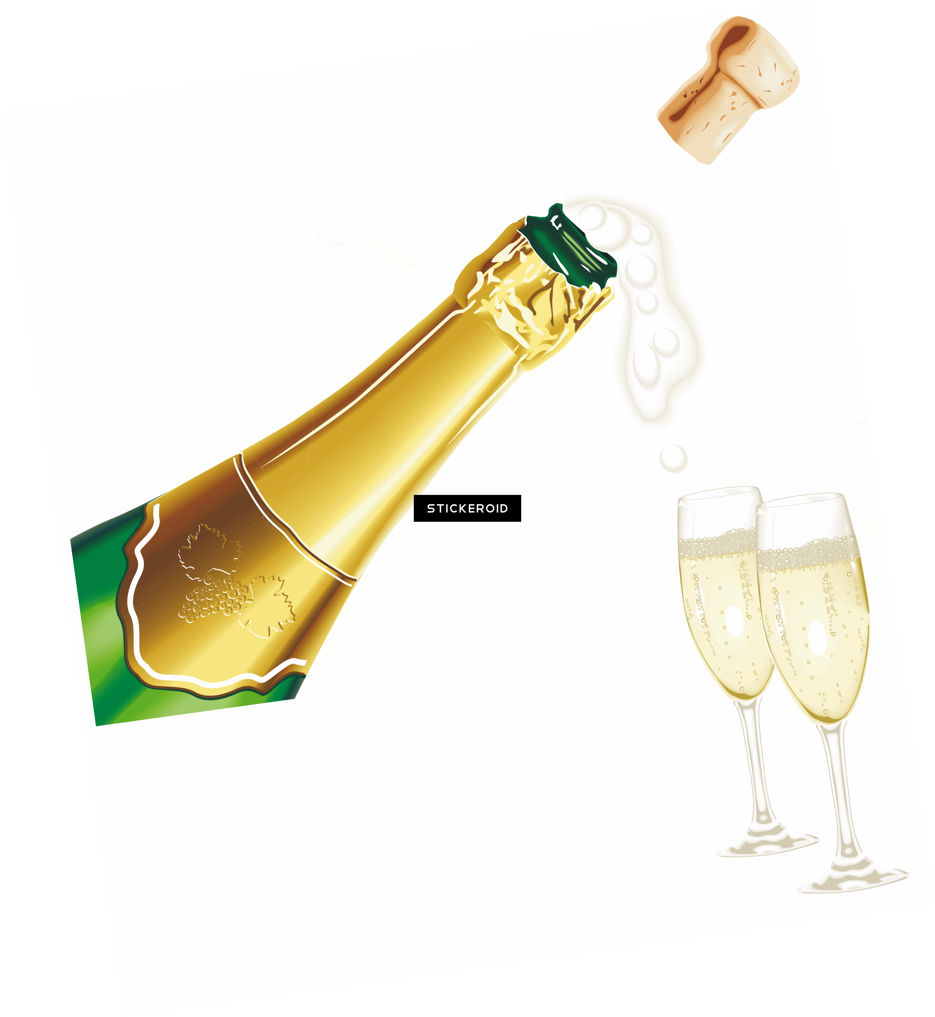 Champagne Glass - Festa De Final De Ano (3134x3407), Png Download