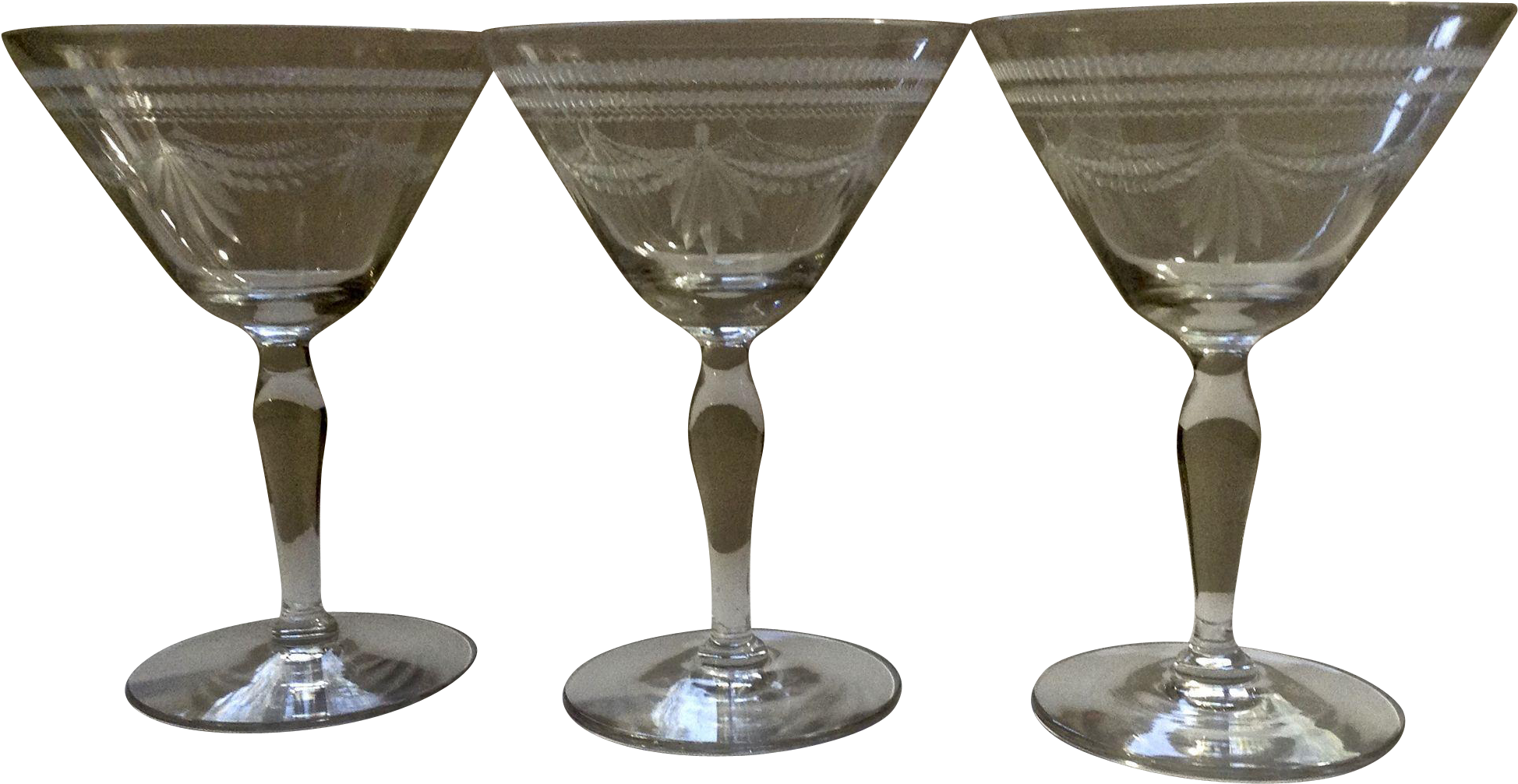 Vintage Etched Draped Swags Champagne Wine Or Sherbet - Wine (1947x1947), Png Download
