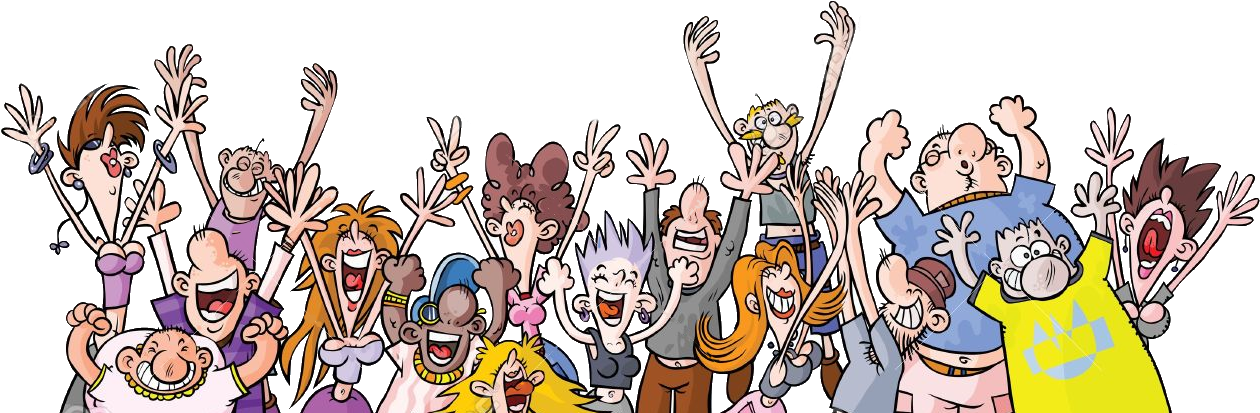 Cartoon Party People Crowd - Cartoon Party People (1268x415), Png Download