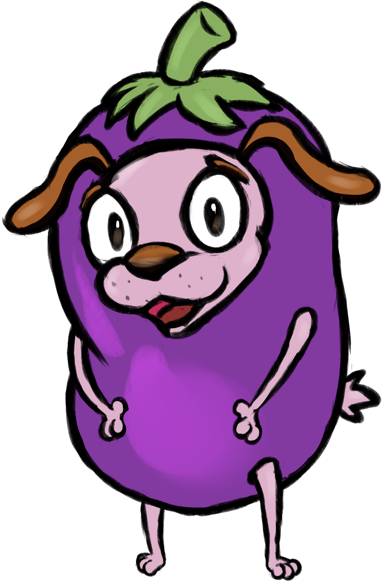 Courageous Eggplant - Cartoon (1585x2000), Png Download