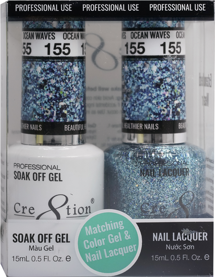 Cre8tion Matching Color Gel & Nail Lacquer 155 Ocean - Color (1024x1024), Png Download