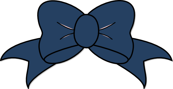 Dark Blue Bow Clip Art At Clipart - Blue Bow Clipart (600x311), Png Download