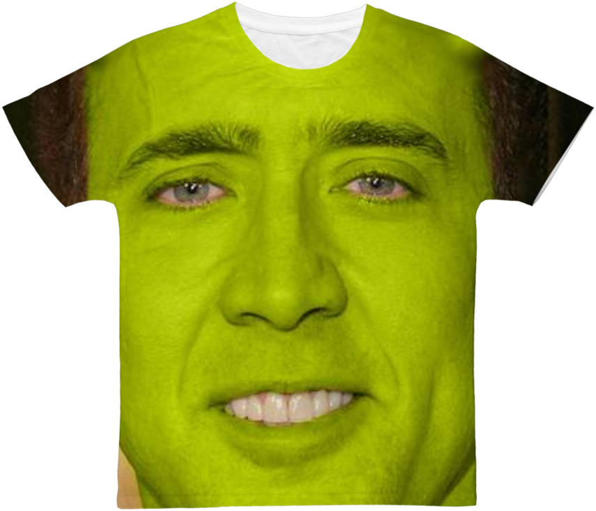 Nicolas Cage As Shrek ﻿classic Sublimation Adult T-shirt - Nicolas Cage (900x900), Png Download