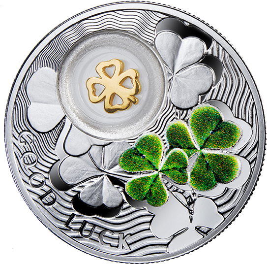 Fine Silver Coin Symbols Of Luck - Canadian Mint Clover Coin (570x570), Png Download