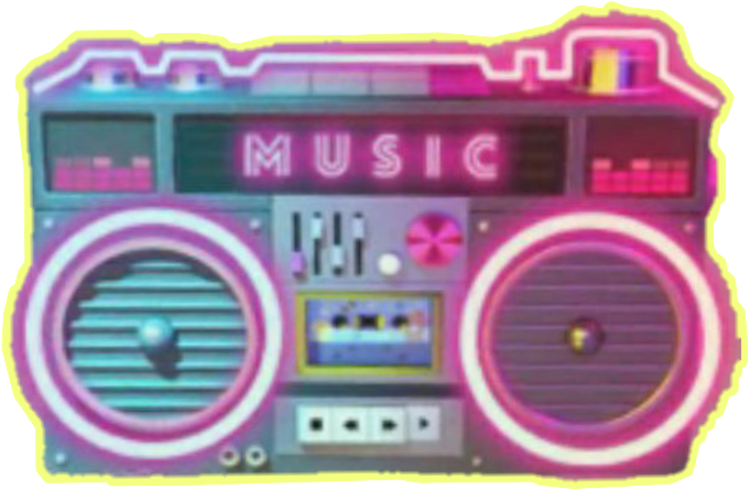 Music Musicbox Boombox Neon Retro Vintage Throwback - Transparent 90s Boom Box (1024x1024), Png Download
