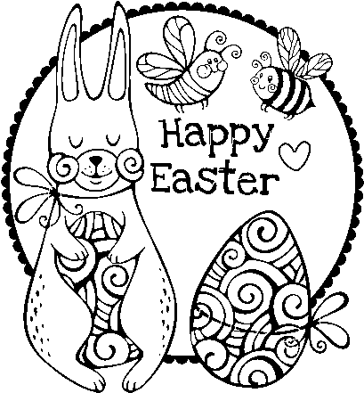 Happy Easter Card Coloring Page - Happy Birthday Clip Art Free (600x470), Png Download