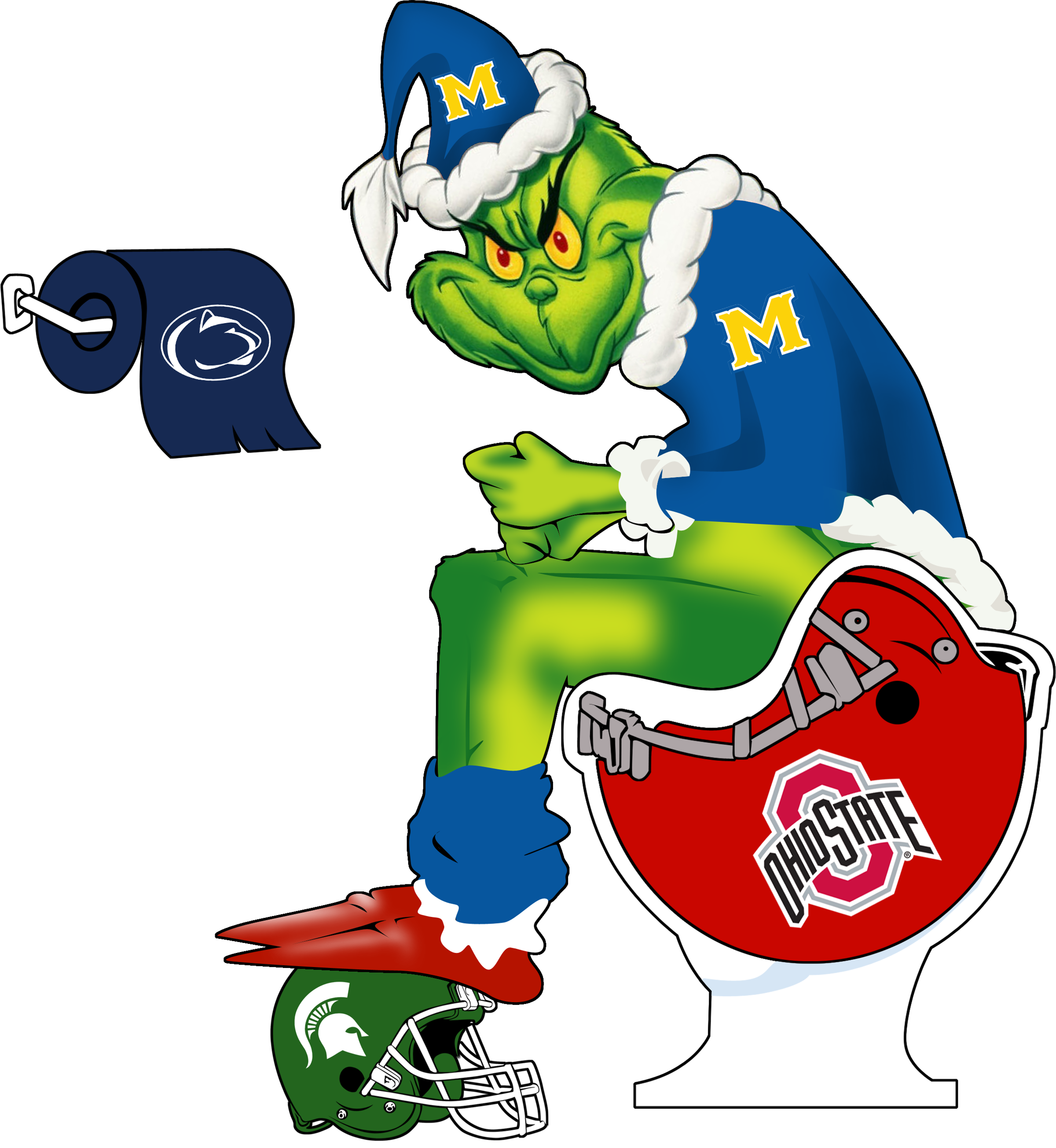Official The Grinch Toilet Ohio State Buckeyes Michigan - Troy Smith Autographed Ohio State Buckeyes White Panel (2400x2608), Png Download