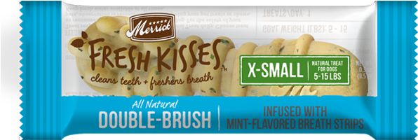 Merrick Fresh Kisses Double Brush Mint Dental Treats (650x417), Png Download