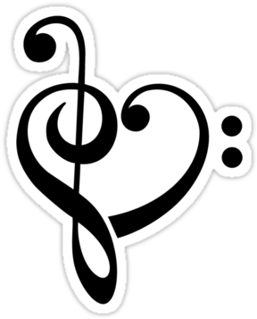 Music Heart, Love, Music, Bass Clef, Treble Clef, Classic, - Treble Clef Bass Clef Heart (375x360), Png Download
