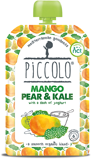 Mango Pear And Kale - Piccolo Organic Spring Greens With Hint Of Mint 100g (348x600), Png Download