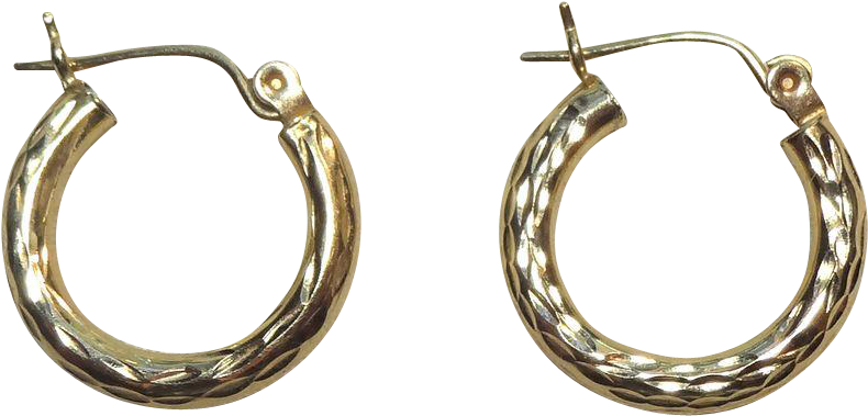 Pretty 14k Gold Diamond Cut Small Hoop Earrings From - Earrings (789x789), Png Download