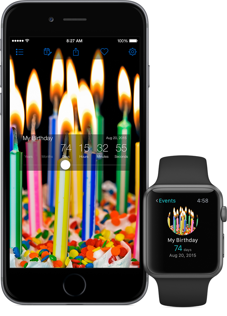 Countdownstar Iphone6applewatch En - Birthday Candles Gif Animated (768x1069), Png Download