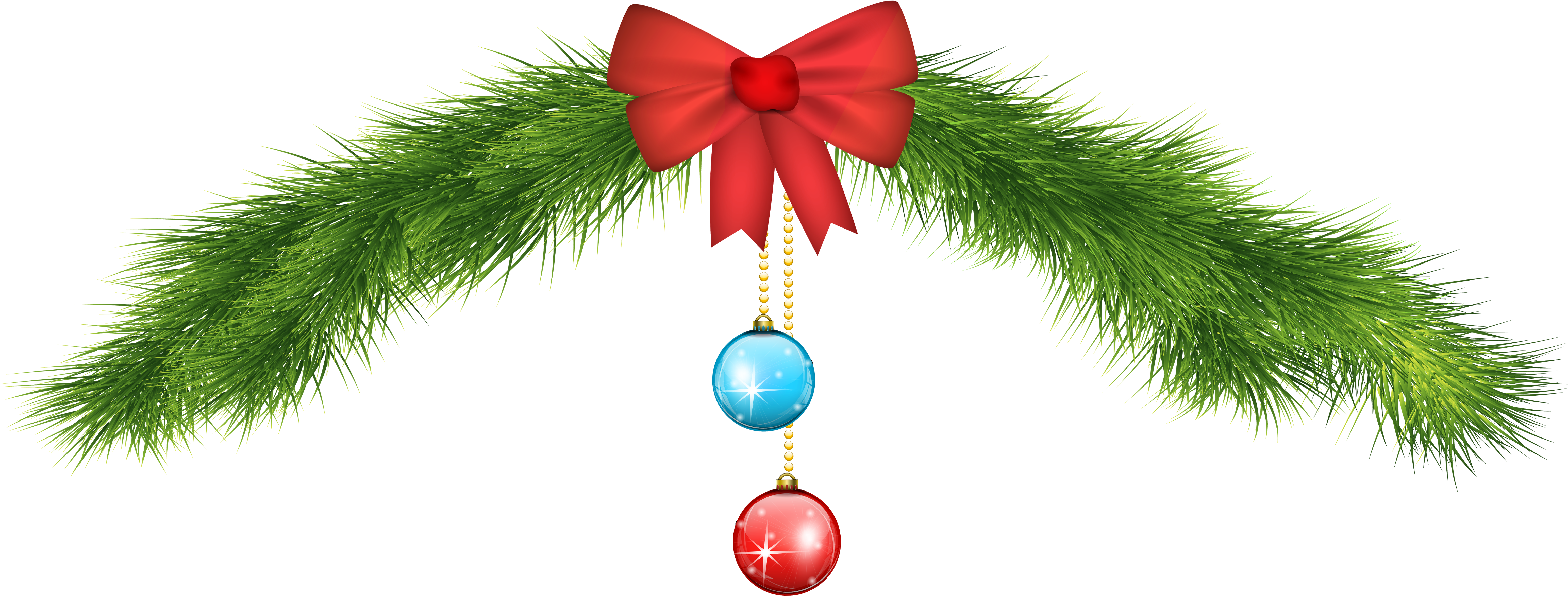 Christmas Clipart Decorations Bow (6347x2504), Png Download