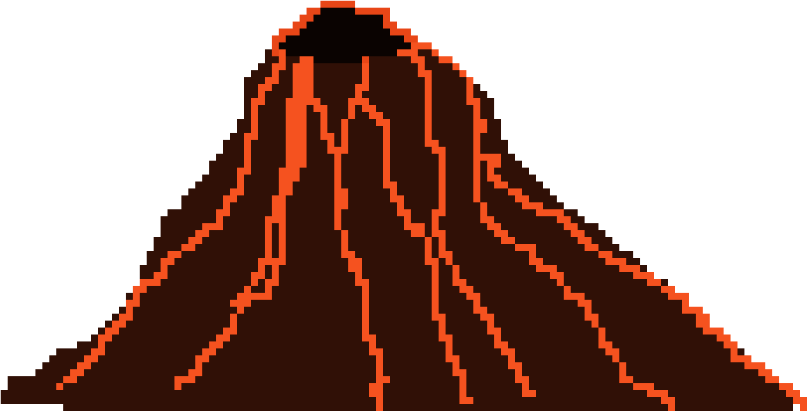 Volcano Pixel Art - Pixel Volcano Png (1360x640), Png Download