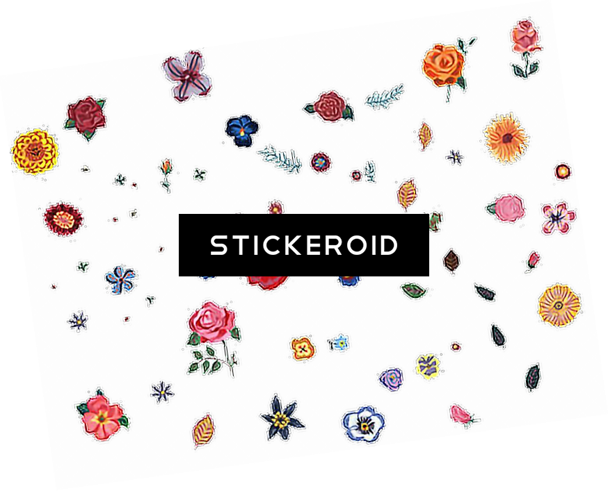 Floral Pattern - Des Fleurs Sticker - Set Of 40 By Domestic Multicoulered (874x707), Png Download