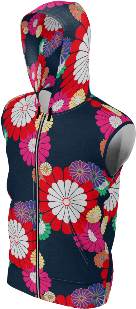 Kiku Floral Pattern Equil Sleeveless Hoodie - Equil (1024x1024), Png Download