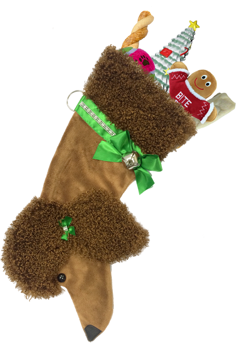 Brown Poodle Christmas Stocking - Christmas Stockings Dog Shaped (604x800), Png Download