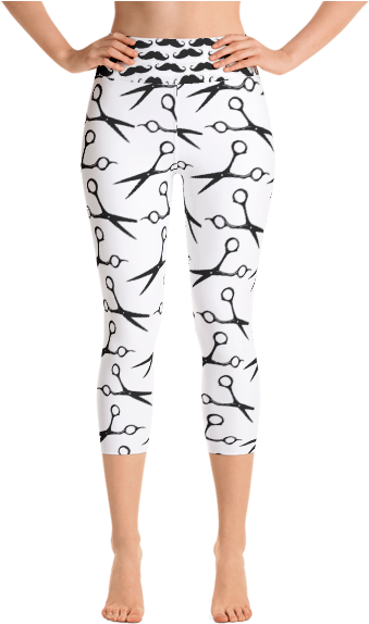 Barber Scissors And Moustache Yoga Capri Leggings - Yoga Pants (600x600), Png Download
