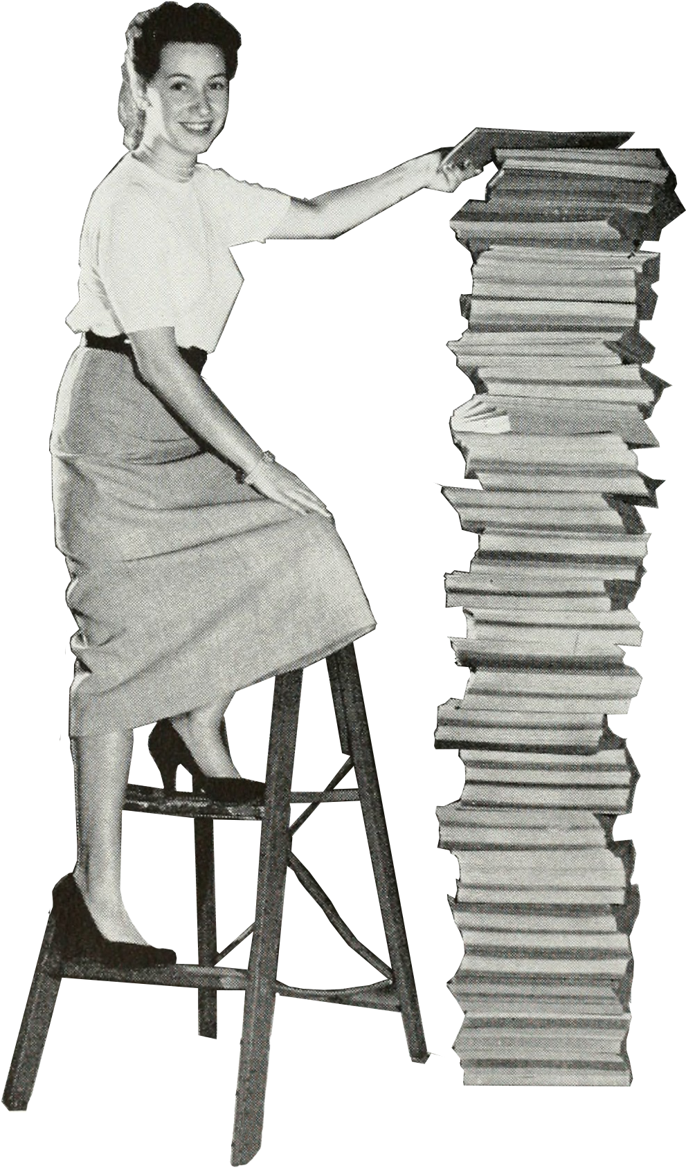 Girl Pile Books - Folding Chair (1316x1908), Png Download