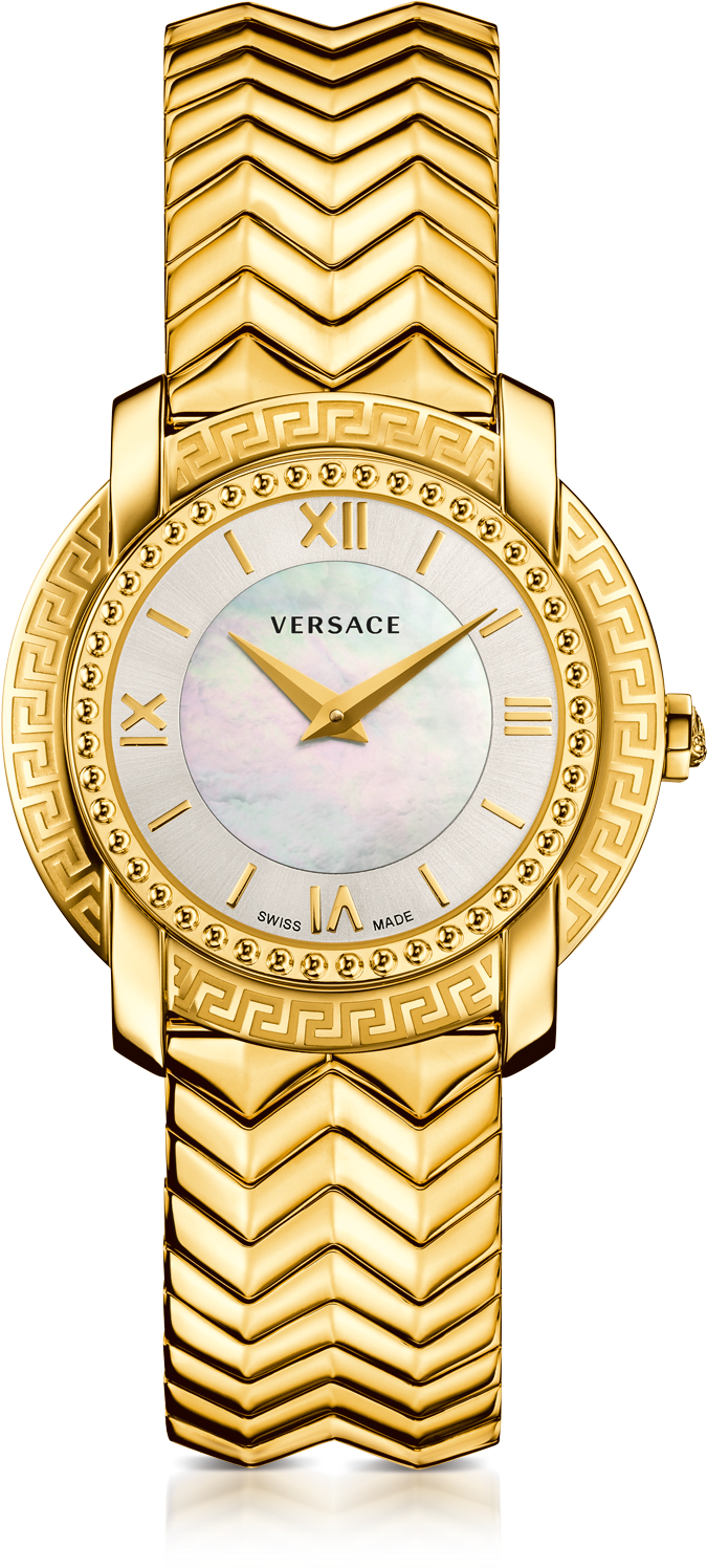 Dv25 Round Gold Womens Watch W/mother Of Pearl Dial - Versace Vam050016 Women's Dv25 (1560x2000), Png Download