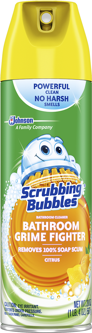 Grime Fighter Aerosol Citrus - Scrubbing Bubbles Bathroom Grime Fighter (540x1500), Png Download