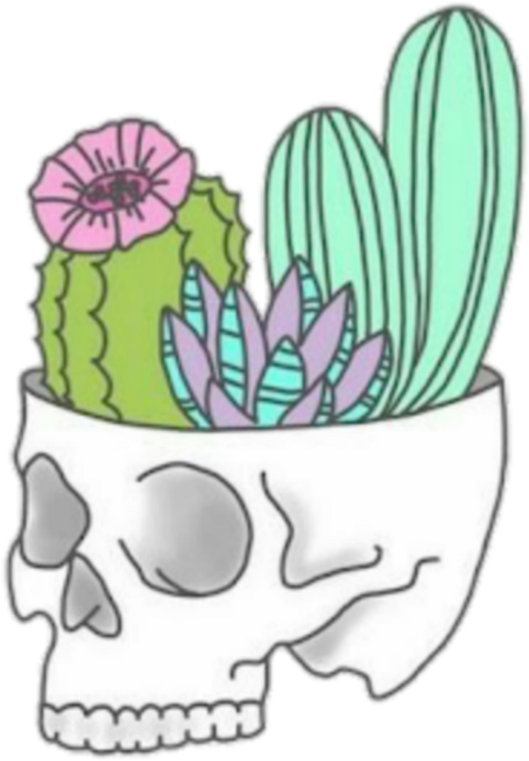 Skull Cactus Tumblr Skull With Cactus - Cactus Tumblr Png (1024x1024), Png Download