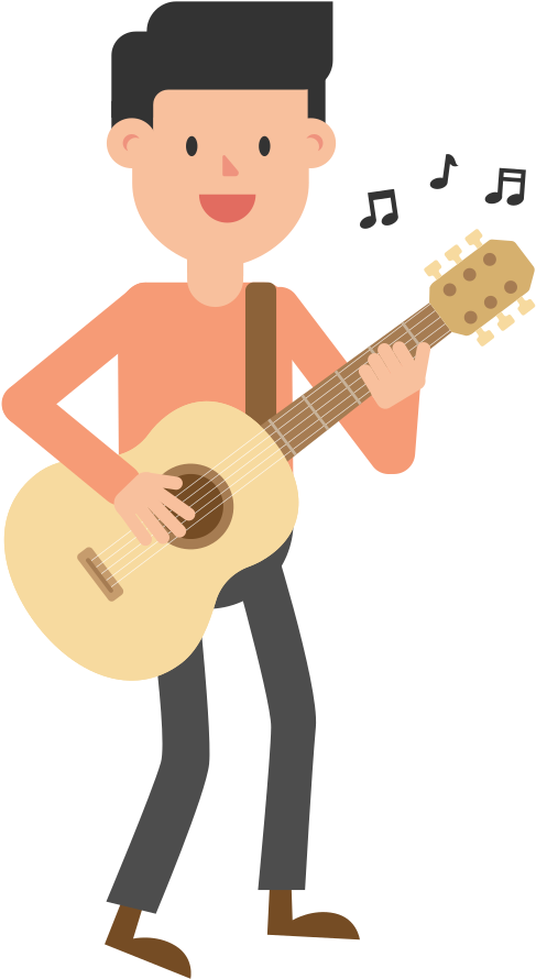 Open - Man Playing Guitar Cartoon Png (2000x1125), Png Download