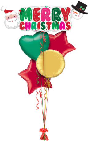 Merry Christmas Banner Christmas Balloon - 41 Inch Christmas Santa & Snowman Banner Balloon (286x686), Png Download