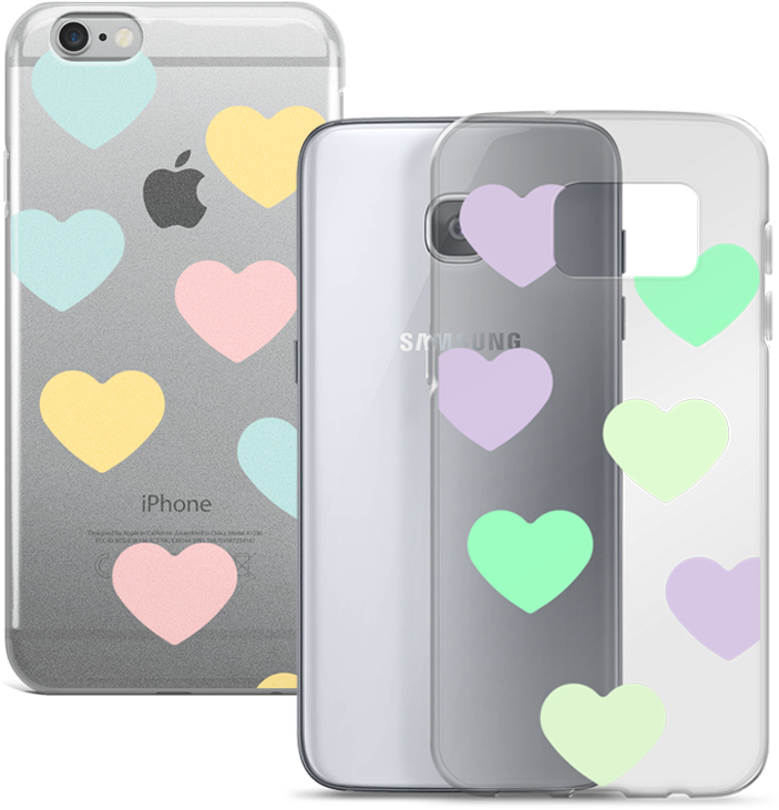 Cute Pastel Hearts Clear Iphone Samsung Phone Cases - Iphone 7 Clear Case Ultra Thin Tpu Cover Protective (800x800), Png Download