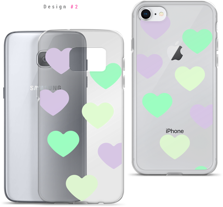 Cute Pastel Hearts Clear Iphone Samsung Phone Cases - Mobile Phone (800x800), Png Download