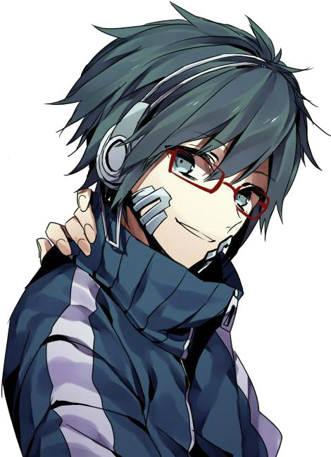 Download Hd Transparent Sparkley Anime Eyes For Your Kawaii Pastel Blue Hair Anime Boy With Glasses Transparent Png Image Nicepng Com