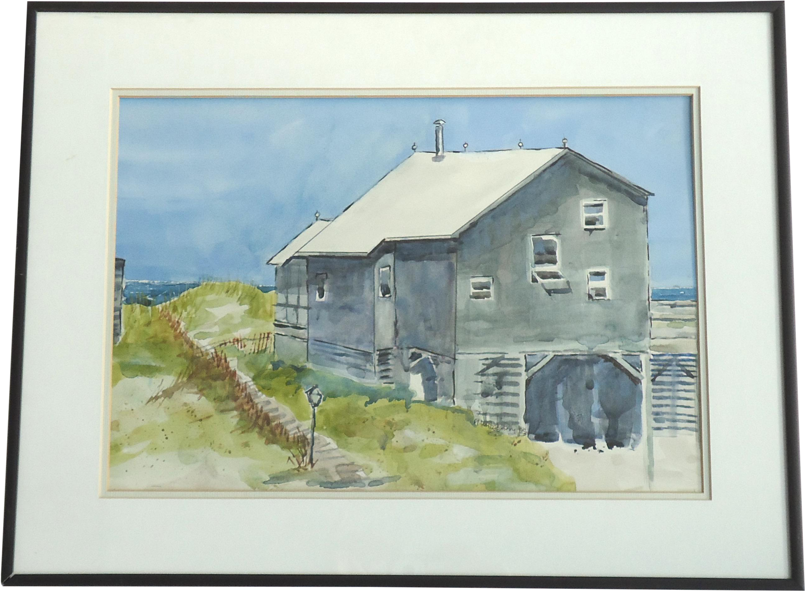 Beach House Vintage Painting On Chairish - Painting (2848x2093), Png Download