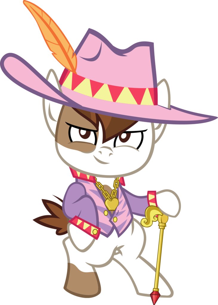 Phucknuckl, Cane, Clothes, Earth Pony, Feather, Hat, - Cartoon (731x1024), Png Download