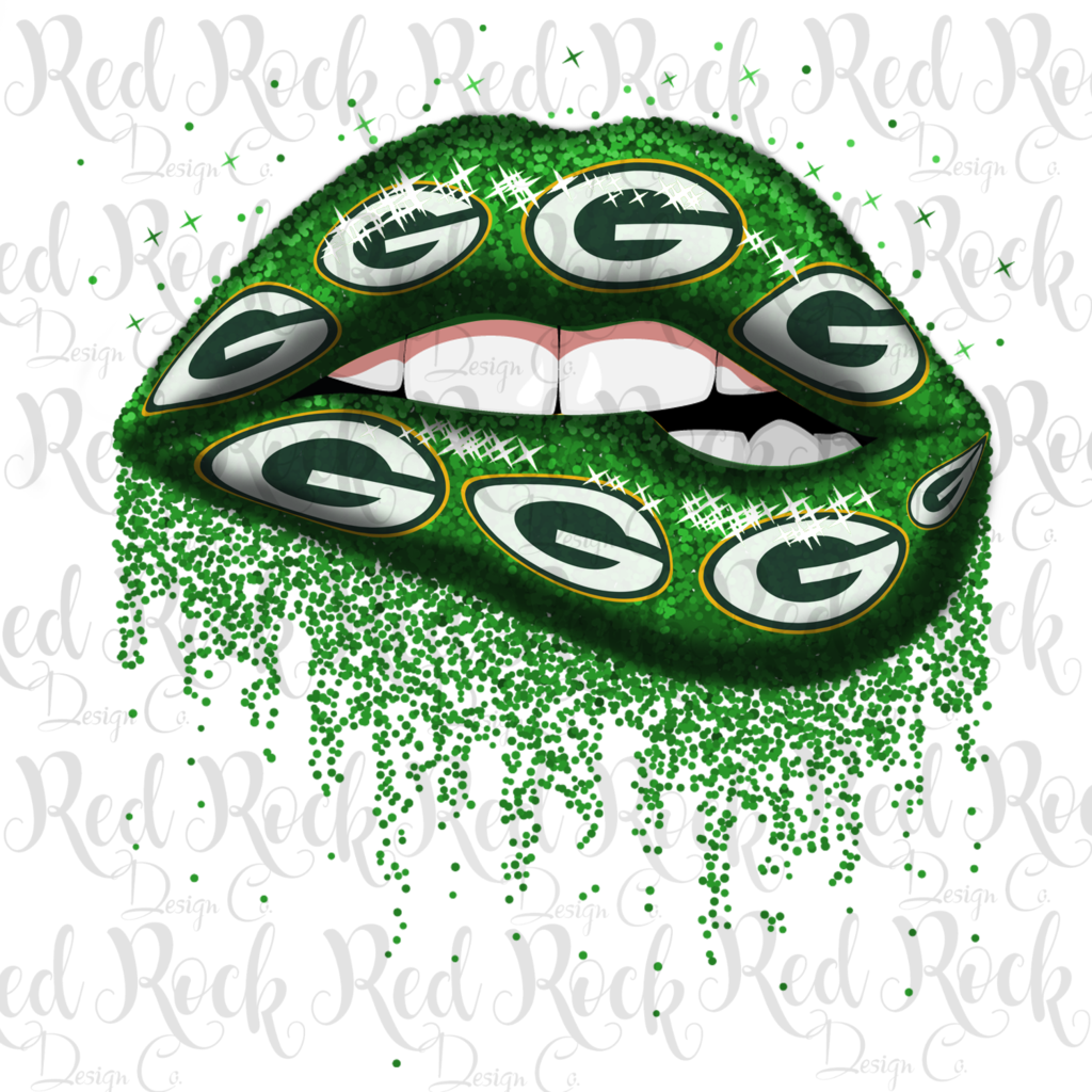 Green Bay Packers Glitter Lips (1024x1024), Png Download