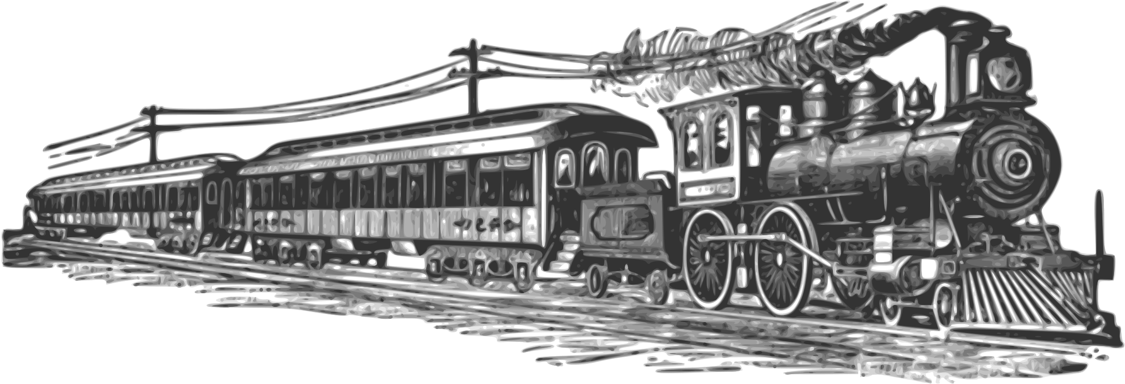 Far West Train Clipart - Steam Engine Train Clipart (2400x880), Png Download