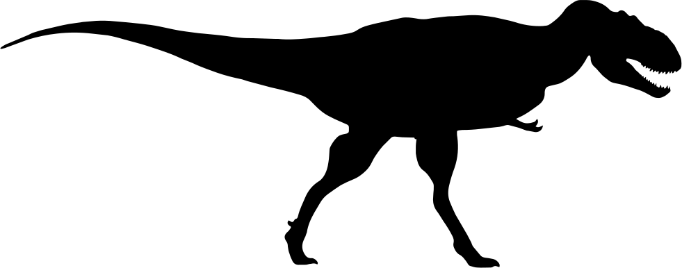 Tyrannosaurus Rex - - Dinosaur Png Black And White (981x386), Png Download