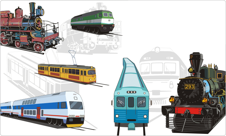 Trains And Trams Clipart - Train Vector (750x451), Png Download