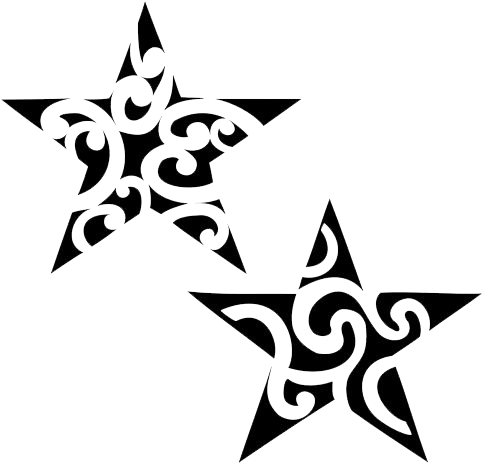 Tattoo Clipart Star Png - Moon And Stars Tribal Tattoo (650x500), Png Download