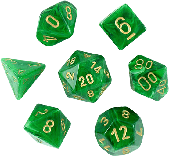 Dungeons And Dragons Vortex Green With Gold 7-die Set - Dice Game (600x600), Png Download