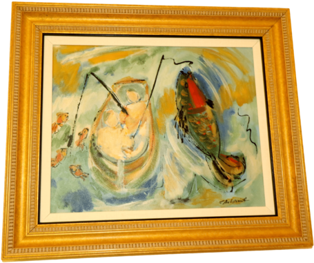 The Antique Shop Paintings Painting Of Fishing - Picture Frame (480x480), Png Download