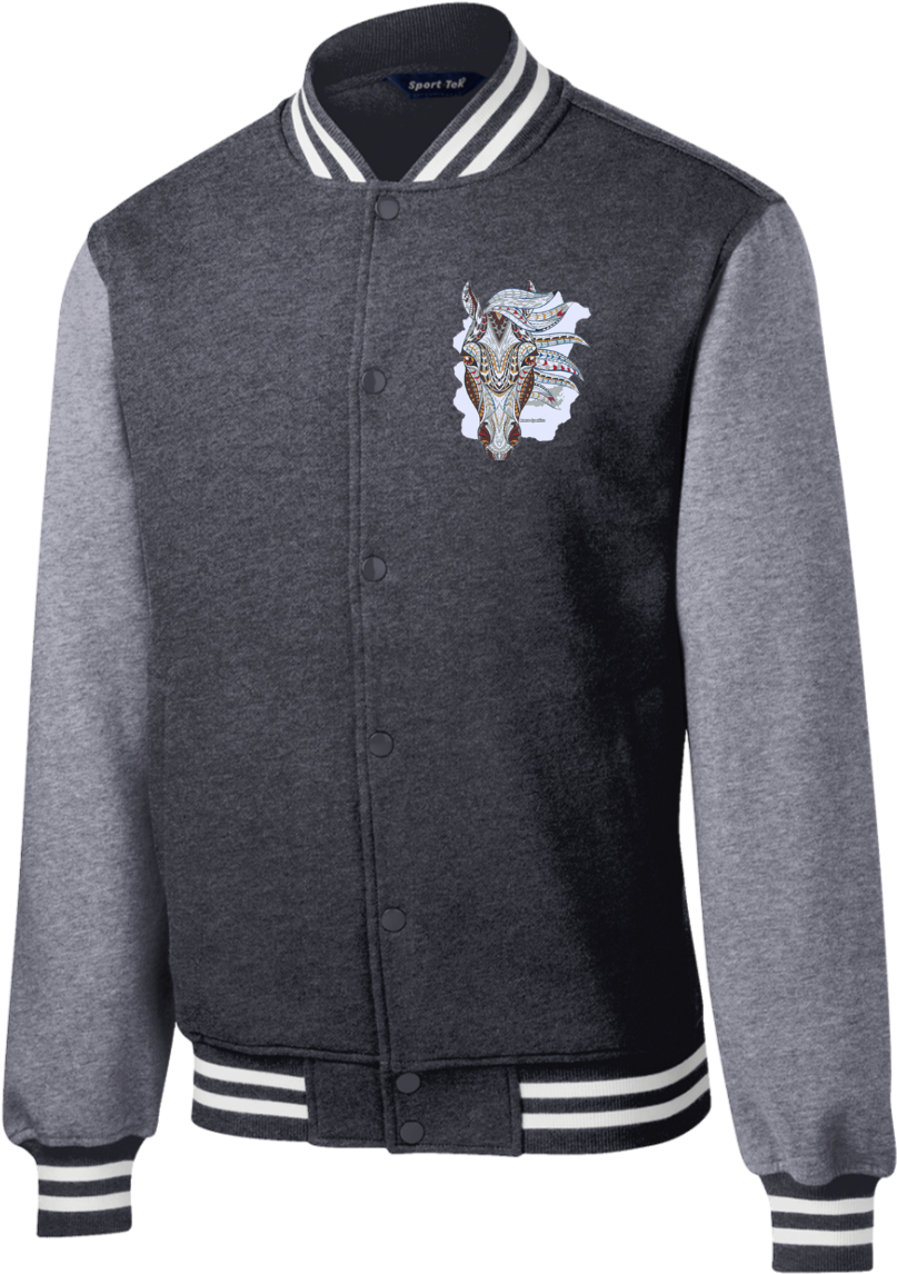 Ethnic Horse Face Front With Logo St270 Sport Tek Fleece - Badass Fleece Letterman Jacket (1155x1155), Png Download